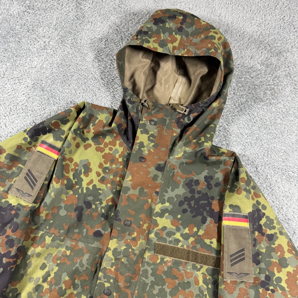 VTG 90s German Flecktarn Parka Jacket Mens 48-50 Camo Hooded Bundeswehr 1996 GTX